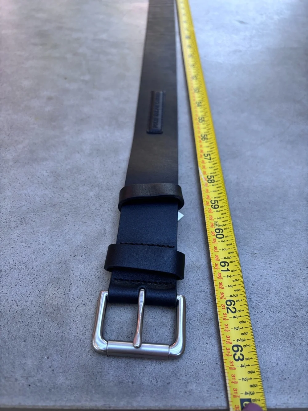 Polo Ralph Lauren Leather Belt Men’s Sz 56/140 Black Roller Silver Buckle NEW